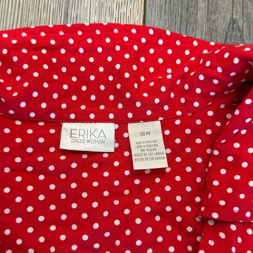 Erika Red Polka Dot Button Down Dress - Picture 4 of 12